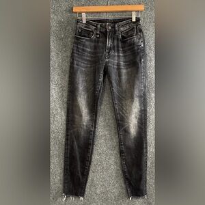 R13 Women’s 24 Jeans Alison Skinny Frayed Hem Black